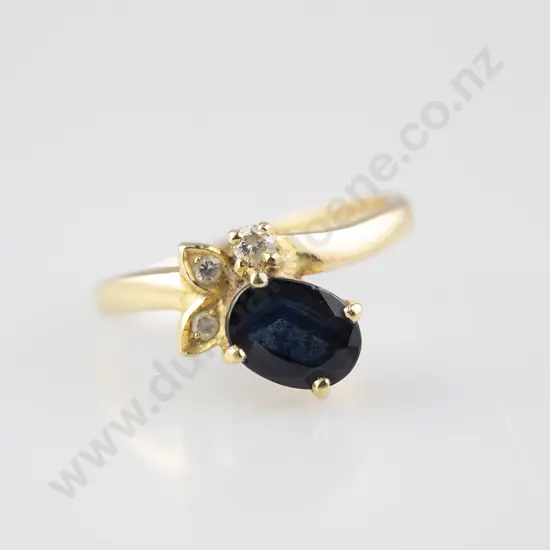 18ct Four Stone Sapphire and Diamond Floret Ring