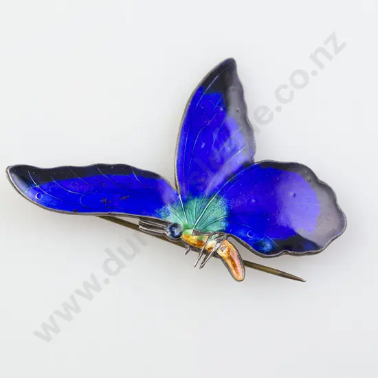 Silver Enamelled Butterfly Brooch