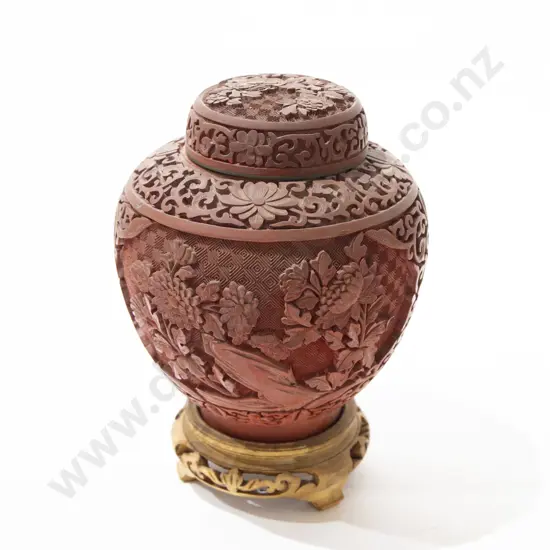 Chinese Cinnabar Lacquer Ginger Jar
