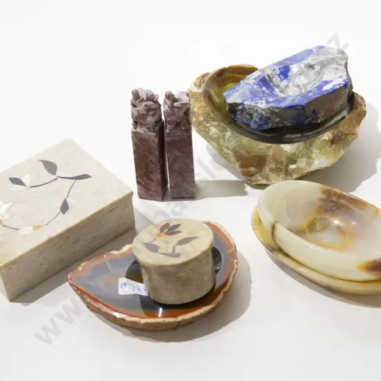 Small Group of Onyx and Hardstone Ornaments