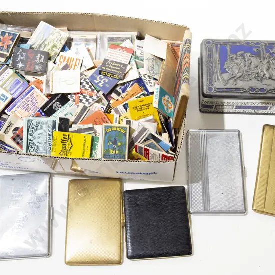 Box With Cigarette Cases and Match Boxes Etc