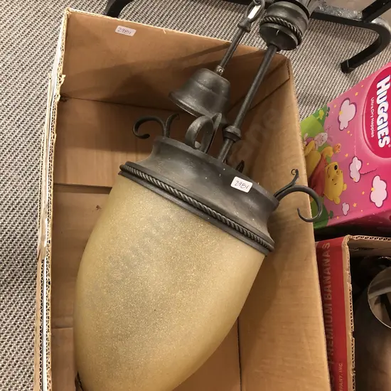 Wrought Metal and Glass Light Fitting