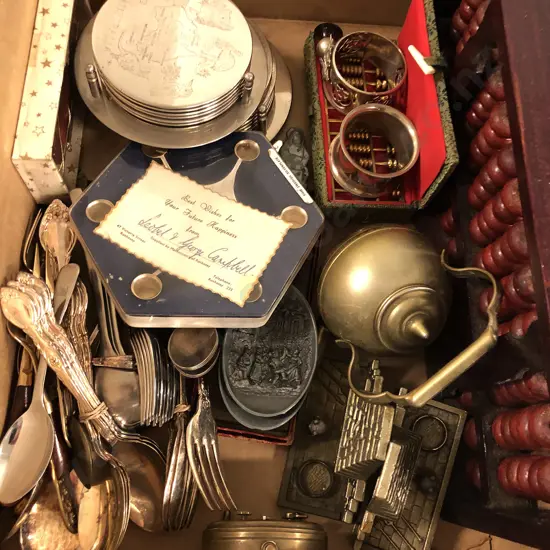 Box With Cutlery and Placemats Etc