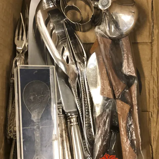 Box with Mixed Cutlery Etc