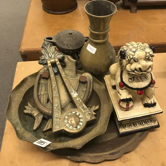 Qty of Brass Ware and Temple Lion