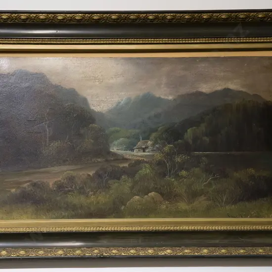 Charles Young Cottage by a Lake - Oil on Board