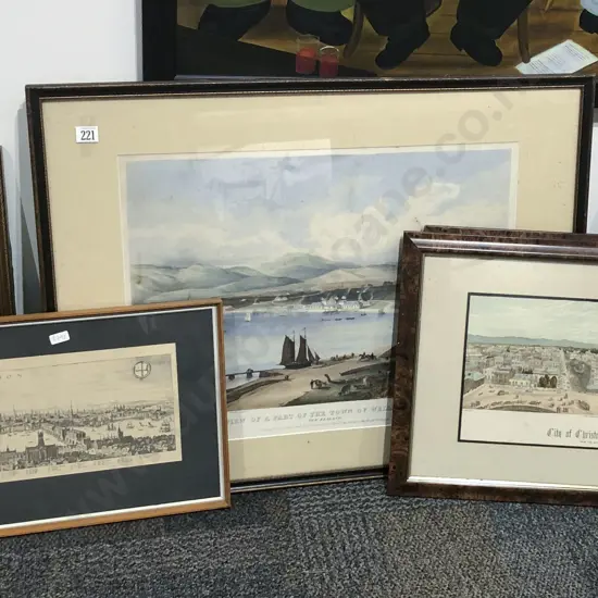 Two Prints of Wellington and Christchurch with Panorama of London