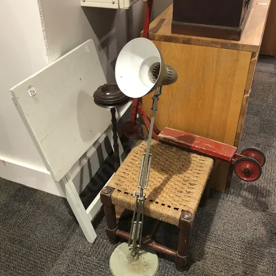 Angle Poised Lamp With Stool and Smokers Lamp Etc