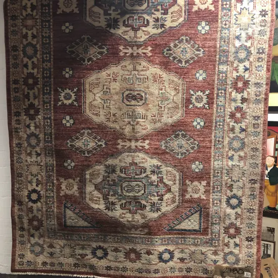 Persian Rug With Three Lozenge Medallions on Red Ground