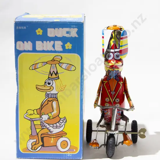 Tin Plate Toy "Duck On Bike"
