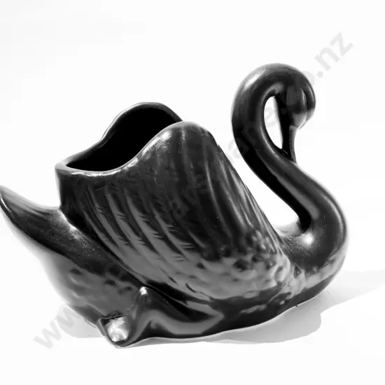 Crown Lynn Style Black Swan Vase