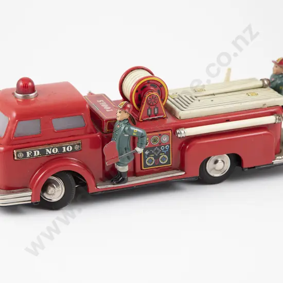 Vintage Tin Plate Fire Engine Toy in Original Box