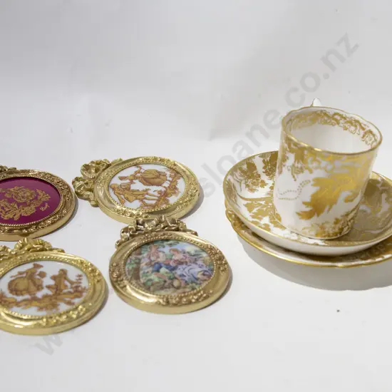RCD 'Gold Avis' China together with 4 Limoges Plaques