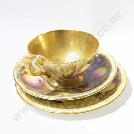 Aynsley Fruit and Gilt Decorated China Trio