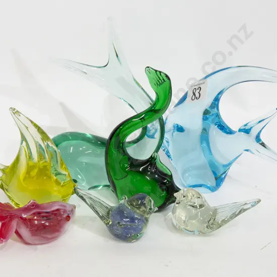 Seven Art Glass Animal Ornaments