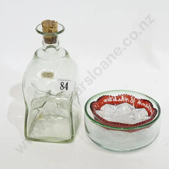 Hoglund Art Glass Decanter together with Two Pieces of Art Glass