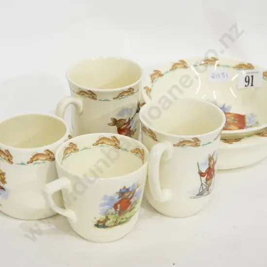 Six Pieces of RD Bunnykins Nursery China