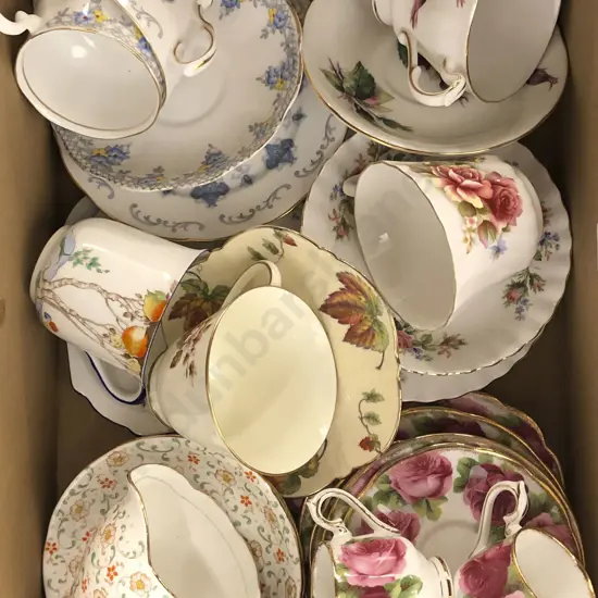 Qty Asst Cups & Saucers etc Incl. RA Old English Roses