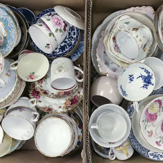 Two Boxes Qty Asst China - Cups / Saucer etc Incl. Royal Albert / Doulton