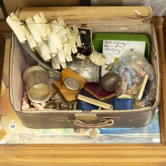 Qty Asst Incl. Horn Ship Sculpture / Frame / NZ Timbers Clock