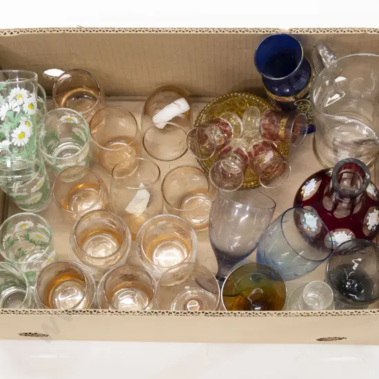 Qty Asst Coloured Glassware