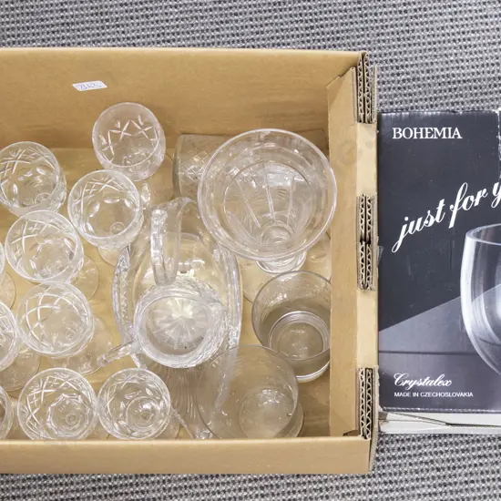 Box Qty Crystal Incl. Stuart Vase & As New Bohemia Bowl