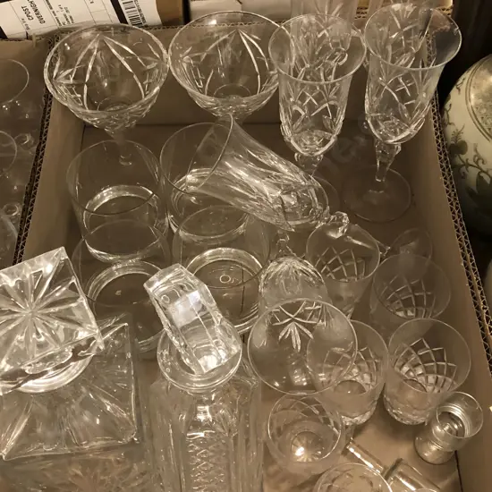 Box Asst Crystal & Glassware Incl. Decanters