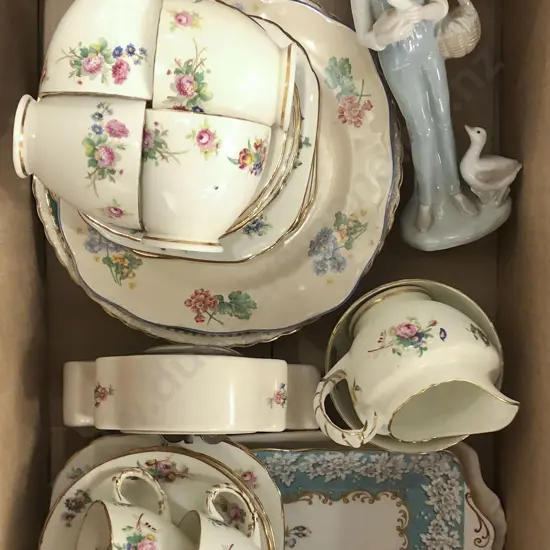 Box Fancy Tea China together with Ceramic Figure & Clock