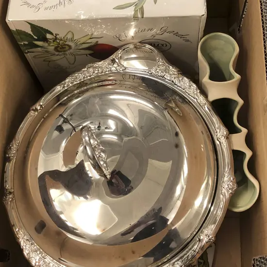 Box of Asst Kitchenware together with S/P Tureen