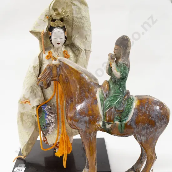 Geisha Doll on Stand together with Tang Horse