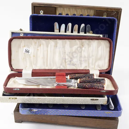 Three Box Sets Cutlery together with Carving Set