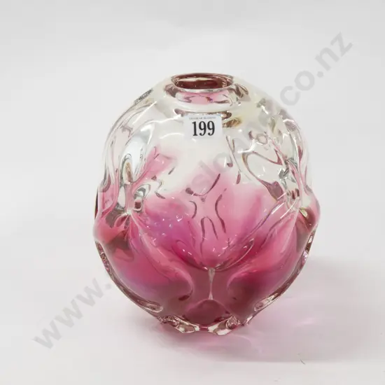 Decorative Cranberry Art Glass Japanese Vase