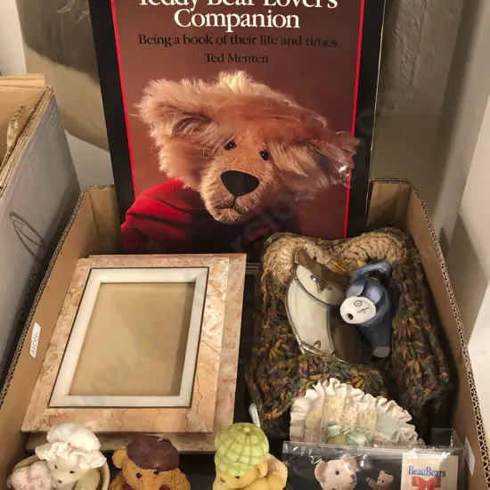 Box Asst Teddy & Owl Ornaments together with Loose Photo Frames etc