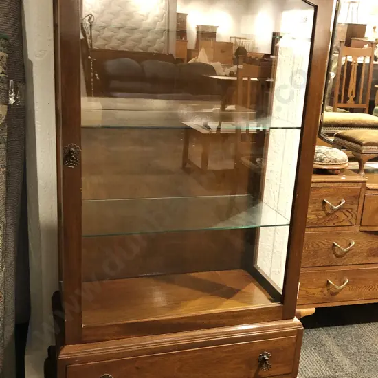 Glazed Door China Cabinet with Drawer to Base