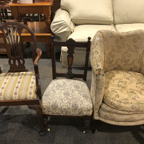 Colonial Nursing Chair together with Upholstered Tub Chair (Requires Attention) & Elbow Chair