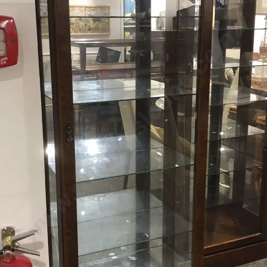 Burr Walnut Mirror Back Glazed Door China Cabinet