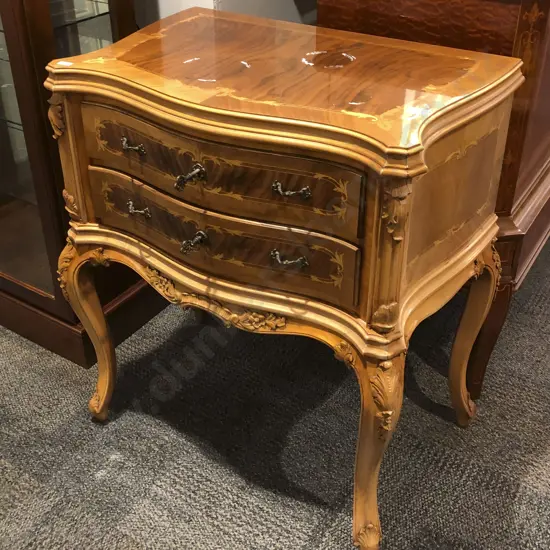 Inlaid Serpentine Front Carved Cutlery Drawer