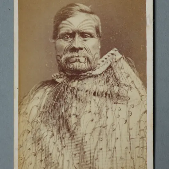 Samuel Carnell (Napier)  Portrait of a Maori chief wearing a korowai (cloak)