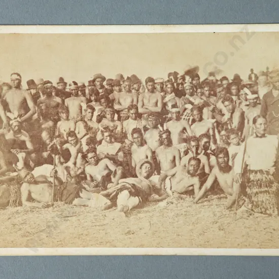 Thomas Edward Price Group portrait of Maori men  Carte de visite albumen print