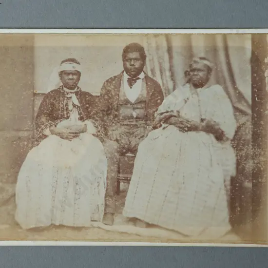 Anson Brothers (Hobart) Portrait of an Aboriginal man and two women Carte de visite albumen print