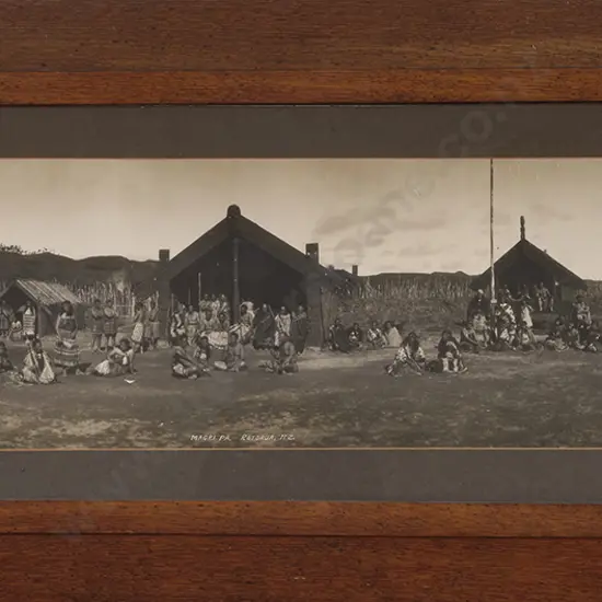 Robert Percy Moore Maori Pa Rotorua Panoramic black and white photograph
