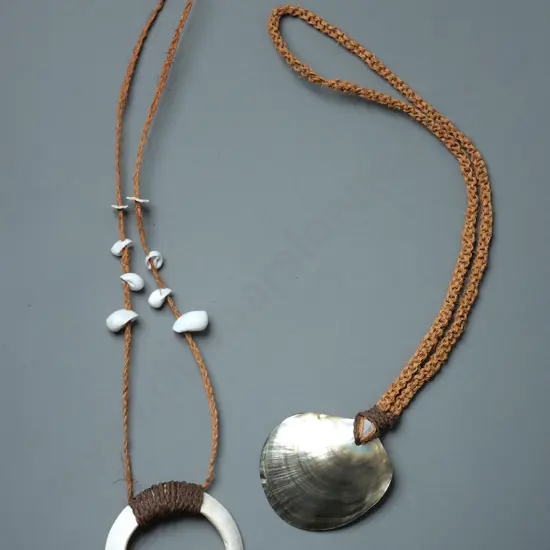 Fijian Pearl Shell Pendant together with a boar’s tusk pendant