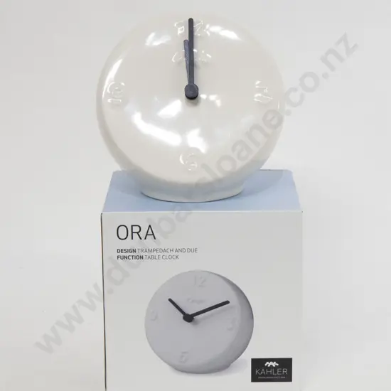 Kahler "Ora" White Glazed Table Clock
