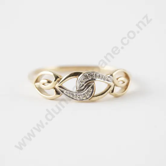 9ct Fancy Two Stone Diamond Band Ring