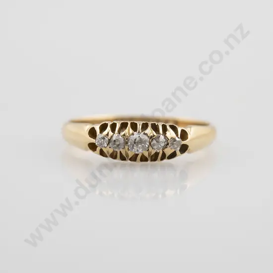 Victorian 18ct Five Stone Diamond Bridge Ring