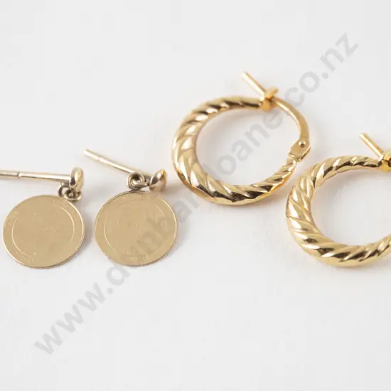 Pair 9ct Hoop Earrings