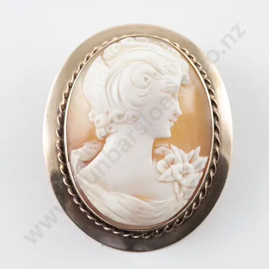 9ct Large Portrait Cameo Brooch