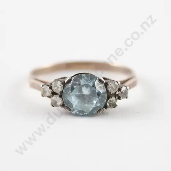 9ct Seven Stone Blue & White Zircon Bridge Ring