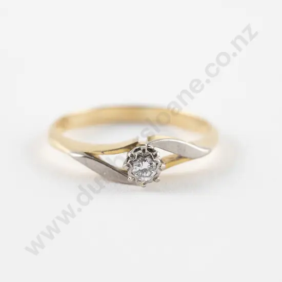 18ct $ Palladium Solitaire Diamond Ring