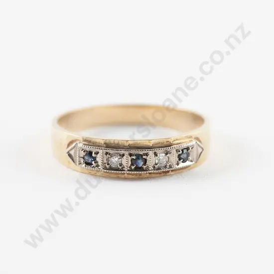 9ct Five Stone Sapphire and Diamond Eternity Band